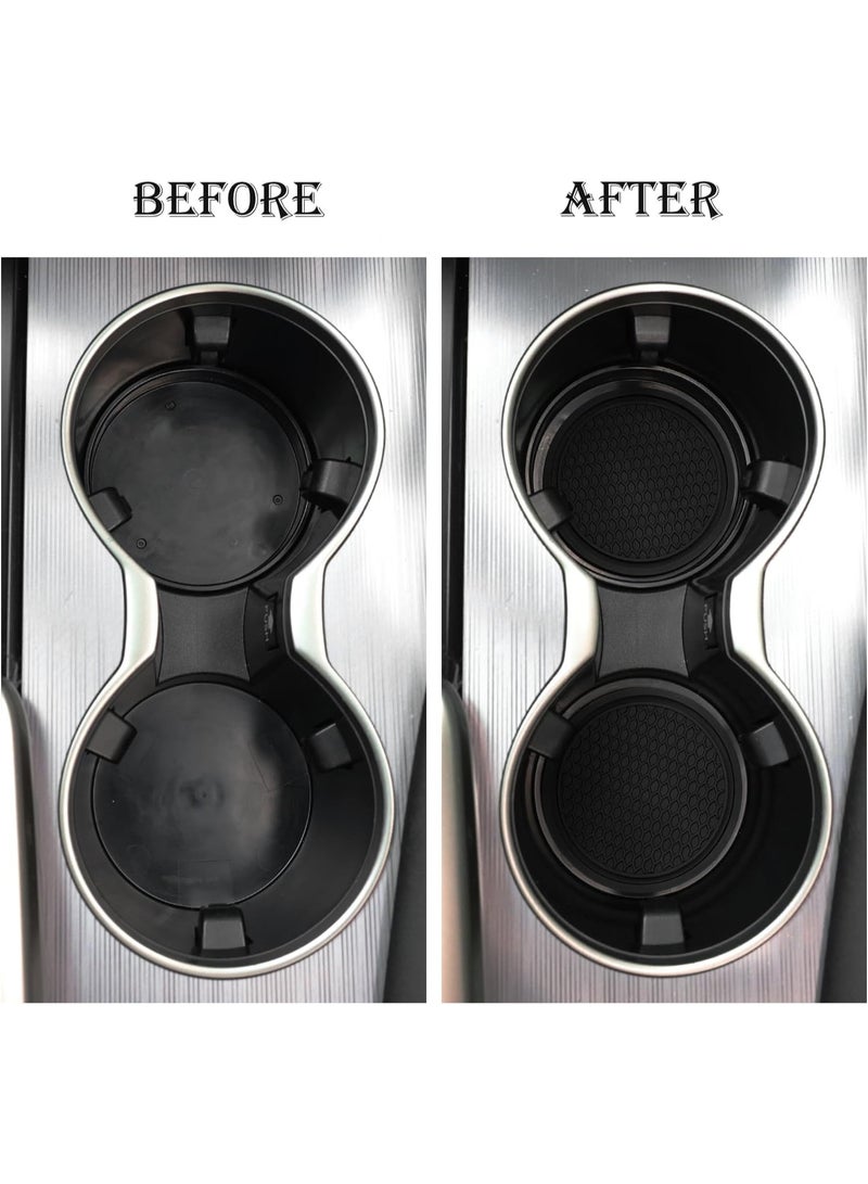 Singaro car cup coaster, 4pcs universal non-slip cup holders embedded in ornaments coaster, car interior accessories, black - Image 2